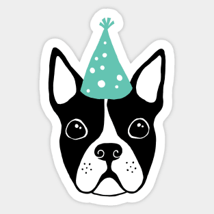 Boston terrier with party hat Sticker